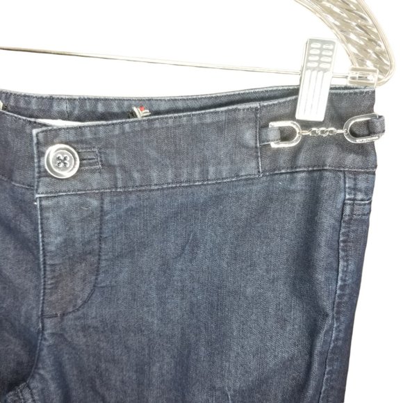 White House Black Market Noir Flare Leg Blue Jeans Size 6R - Picture 3 of 5